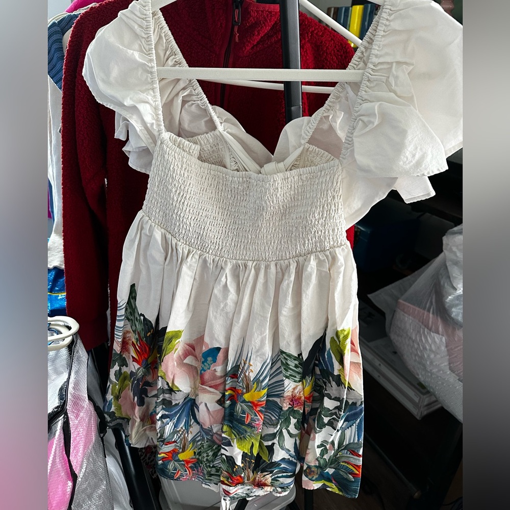 Anthropologie Cream Floral Dress